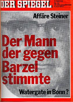 Steiner-Wienand-Affäre wird Spiegel-Titel, Heft 23, 04. Juni 1974