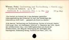 Katalogkarte der Humboldt-Universität zur Dissertation von Fritz Werner (Greifswald, 1934), später Vorsitzender Richter am Bundesverwaltungsgericht
