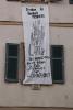 Banner saying freedom for Hambach prisoners, war against everyone who destroys the earth and confines our comrades